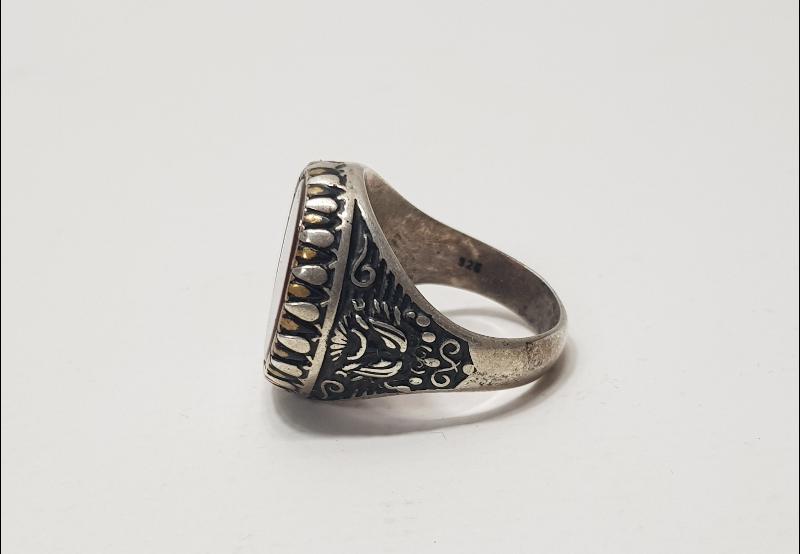 OSMANLI DEVLET ARMALI VE TUĞRALI AKİK TAŞLI GÜMÜŞ YÜZÜK