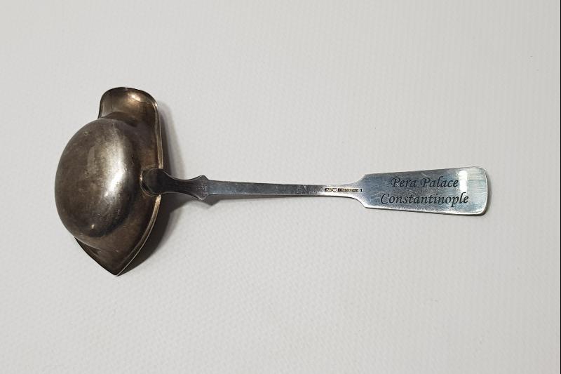 OSMANLI DÖNEMİ PERA PALACE CONSTANTINOPLE YAZILI GÜMÜŞ SERVİS KAŞIĞI