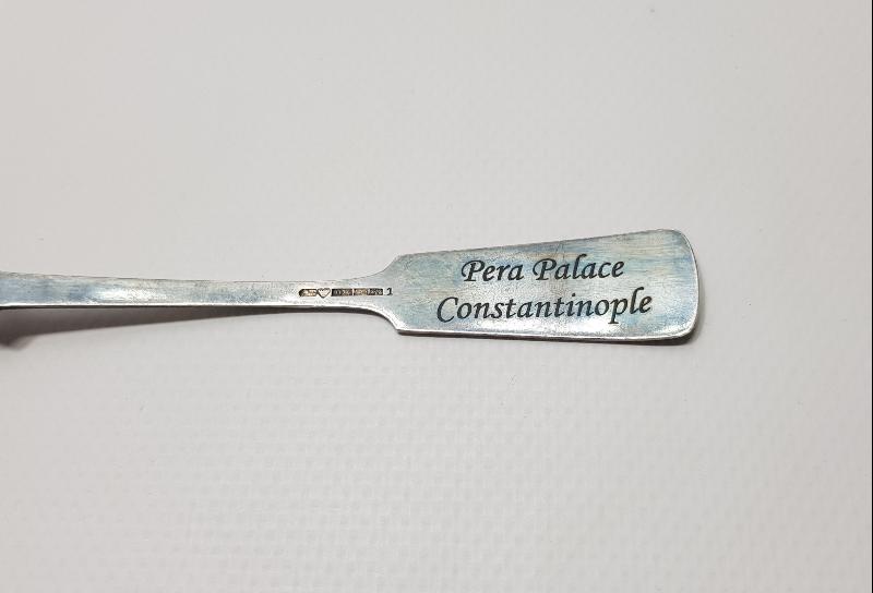 OSMANLI DÖNEMİ PERA PALACE CONSTANTINOPLE YAZILI GÜMÜŞ SERVİS KAŞIĞI