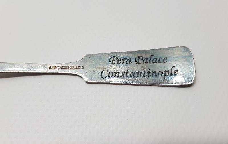 OSMANLI DÖNEMİ PERA PALACE CONSTANTINOPLE YAZILI GÜMÜŞ SERVİS KAŞIĞI