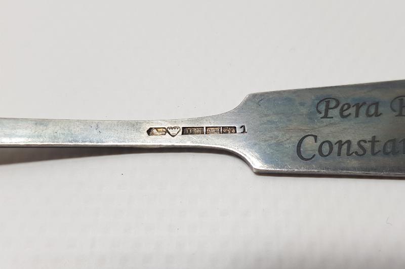 OSMANLI DÖNEMİ PERA PALACE CONSTANTINOPLE YAZILI GÜMÜŞ SERVİS KAŞIĞI