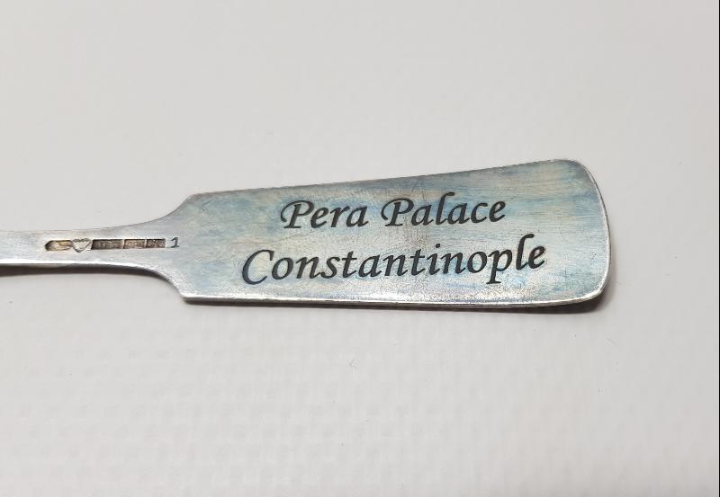 OSMANLI DÖNEMİ PERA PALACE CONSTANTINOPLE YAZILI GÜMÜŞ SERVİS KAŞIĞI