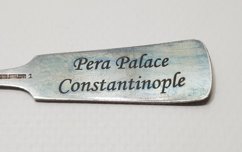 OSMANLI DÖNEMİ PERA PALACE CONSTANTINOPLE YAZILI GÜMÜŞ SERVİS KAŞIĞI