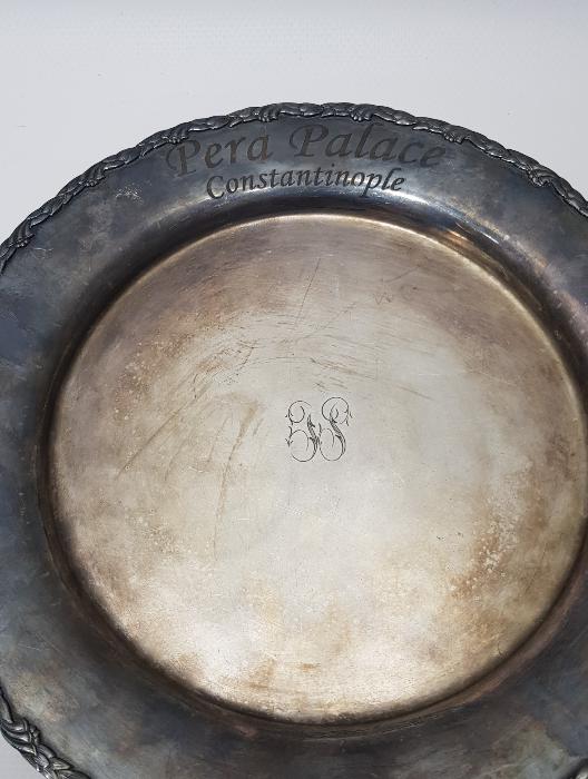 PERA PALACE CONSTANTINOPLE YAZILI GÜMÜŞ KAPLAMA KAHVE TEPSİSİ
