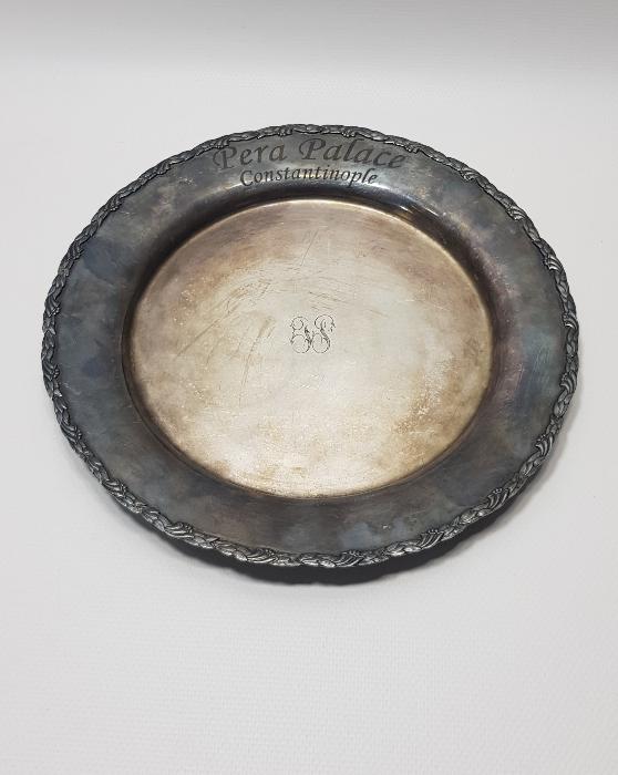 PERA PALACE CONSTANTINOPLE YAZILI GÜMÜŞ KAPLAMA KAHVE TEPSİSİ
