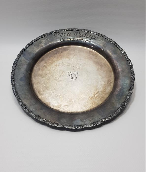 PERA PALACE CONSTANTINOPLE YAZILI GÜMÜŞ KAPLAMA KAHVE TEPSİSİ