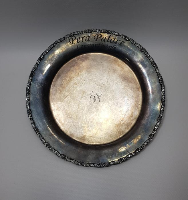 PERA PALACE CONSTANTINOPLE YAZILI GÜMÜŞ KAPLAMA KAHVE TEPSİSİ