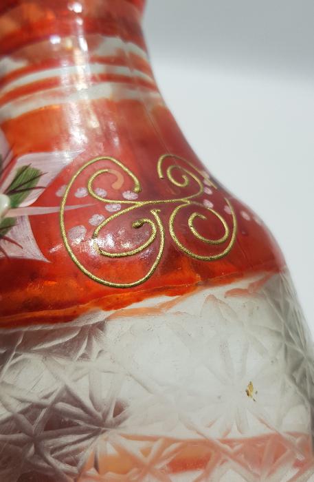 OSMANLI DÖNEMİ EL BOYAMA MİNELİ CAM NARGİLE ŞİŞESİ