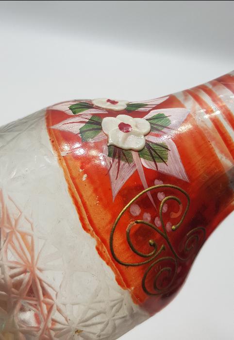 OSMANLI DÖNEMİ EL BOYAMA MİNELİ CAM NARGİLE ŞİŞESİ