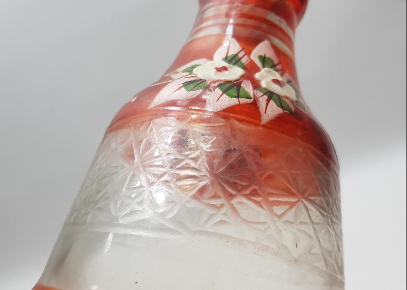 OSMANLI DÖNEMİ EL BOYAMA MİNELİ CAM NARGİLE ŞİŞESİ