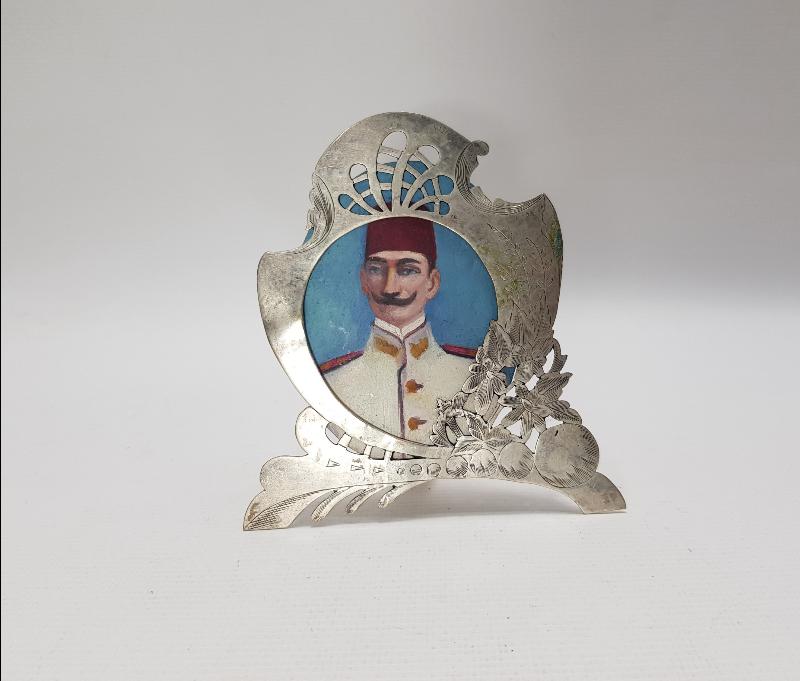 OSMANLI DÖNEMİ EL BOYAMA OSMANLI DENİZCİ SUBAY RESİMLİ GÜMÜŞ RESİMLİK