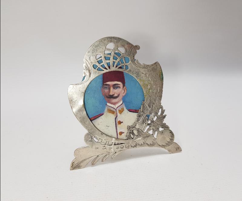 OSMANLI DÖNEMİ EL BOYAMA OSMANLI DENİZCİ SUBAY RESİMLİ GÜMÜŞ RESİMLİK