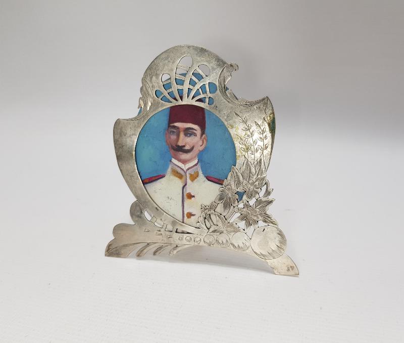 OSMANLI DÖNEMİ EL BOYAMA OSMANLI DENİZCİ SUBAY RESİMLİ GÜMÜŞ RESİMLİK