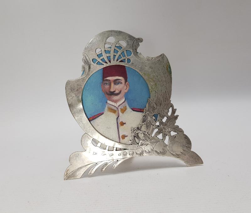 OSMANLI DÖNEMİ EL BOYAMA OSMANLI DENİZCİ SUBAY RESİMLİ GÜMÜŞ RESİMLİK