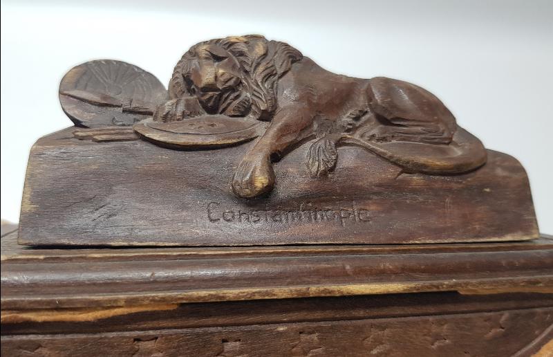 OSMANLI DÖNEMİ ÜZERİNDE ASLAN HEYKELİ BULUNAN CONSTANTINOPLE YAZILI MÜREKKEP KURUTUCU