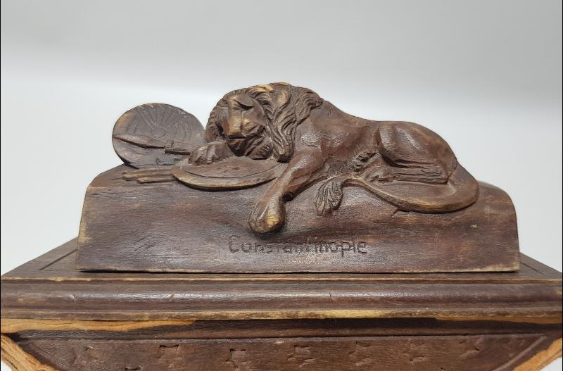 OSMANLI DÖNEMİ ÜZERİNDE ASLAN HEYKELİ BULUNAN CONSTANTINOPLE YAZILI MÜREKKEP KURUTUCU
