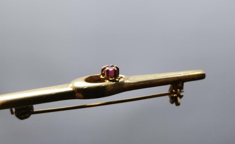 OSMANLI DÖNEMİ YAKUT TAŞLI ALTIN KAPLAMA BROŞ