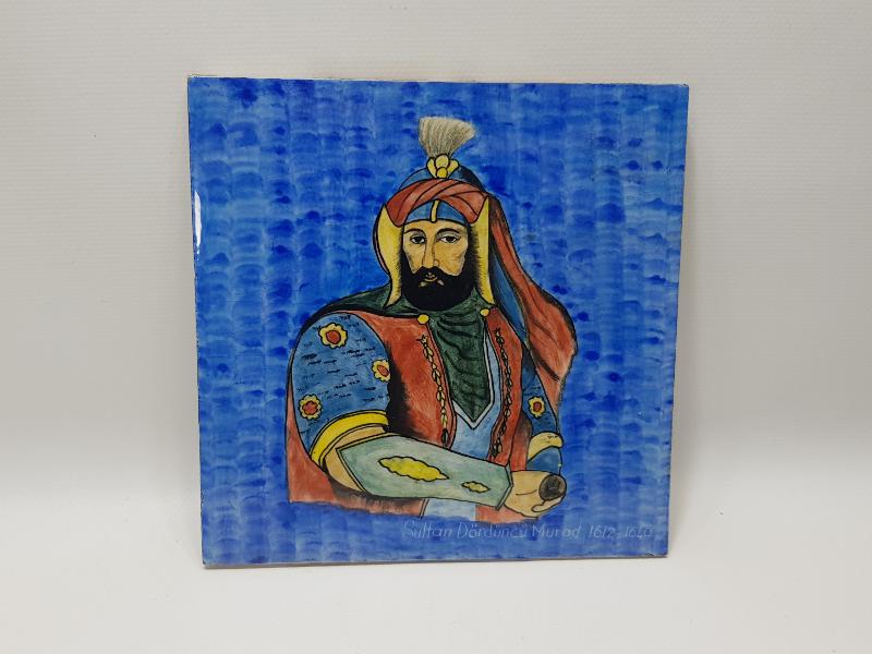 PADİŞAH 4. MURAT RESİMLİ ÇOK NADİR KÜTAHYA SERAMİK KARO