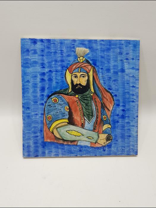 PADİŞAH 4. MURAT RESİMLİ ÇOK NADİR KÜTAHYA SERAMİK KARO