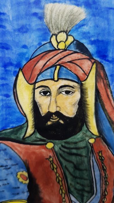 PADİŞAH 4. MURAT RESİMLİ ÇOK NADİR KÜTAHYA SERAMİK KARO