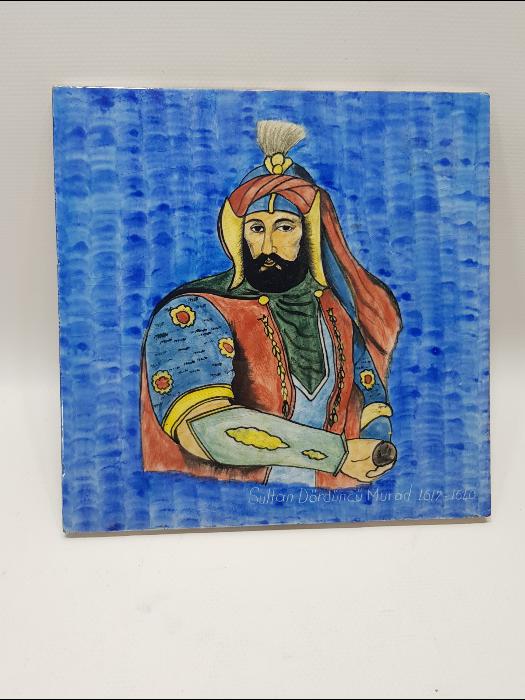 PADİŞAH 4. MURAT RESİMLİ ÇOK NADİR KÜTAHYA SERAMİK KARO