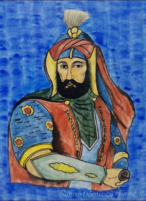 PADİŞAH 4. MURAT RESİMLİ ÇOK NADİR KÜTAHYA SERAMİK KARO