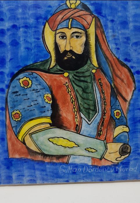 PADİŞAH 4. MURAT RESİMLİ ÇOK NADİR KÜTAHYA SERAMİK KARO