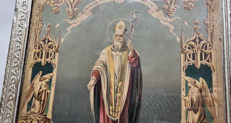 SMYRNE - SMIRNE - OSMANLI DÖNEMİ LEVANTEN İŞİ AZİZ POLİCARP VE İZMİR RESİMLİ DUVAR PANOSU