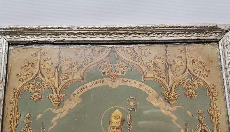 SMYRNE - SMIRNE - OSMANLI DÖNEMİ LEVANTEN İŞİ AZİZ POLİCARP VE İZMİR RESİMLİ DUVAR PANOSU