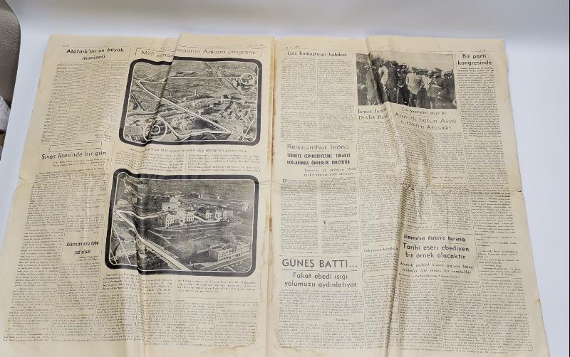 ATATÜRK'ÜN VEFAT HABERLERİ BULUNAN 19 KASIM 1938 TARİHLİ ULUS GAZETESİ