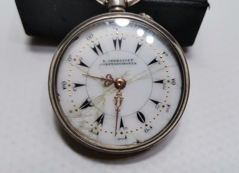 K.SERKISOFF CONSTANTINOPLE OSMANLI KADRAN GÜMÜŞ ZENNE CEP SAATİ
