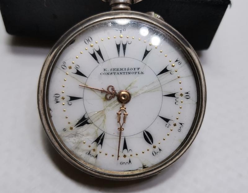 K.SERKISOFF CONSTANTINOPLE OSMANLI KADRAN GÜMÜŞ ZENNE CEP SAATİ