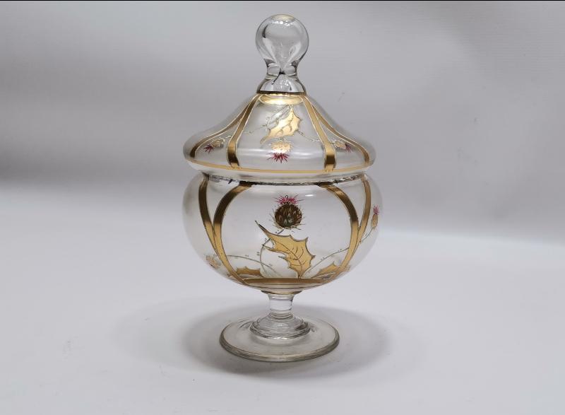 OSMANLI DÖNEMİ ALTIN YALDIZ İŞLEMELİ KRİSTAL BONBONİYER