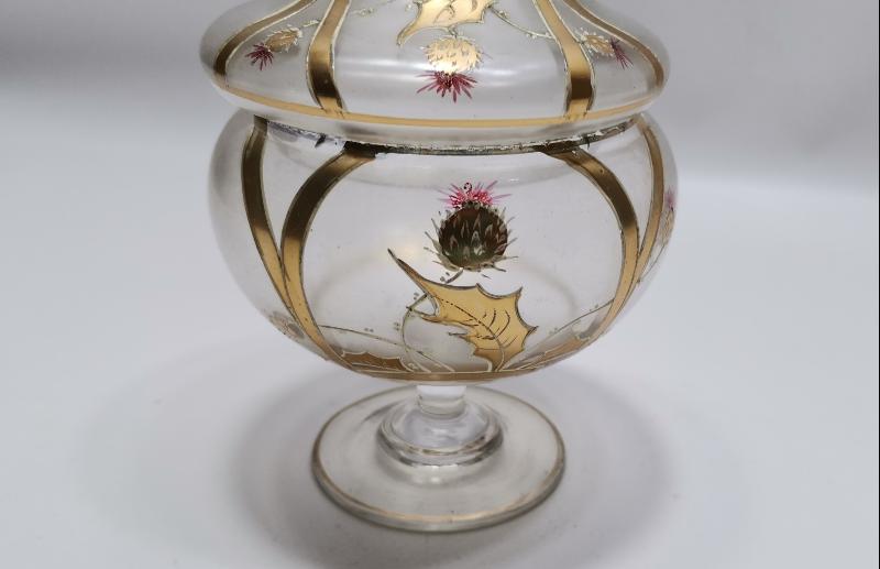 OSMANLI DÖNEMİ ALTIN YALDIZ İŞLEMELİ KRİSTAL BONBONİYER