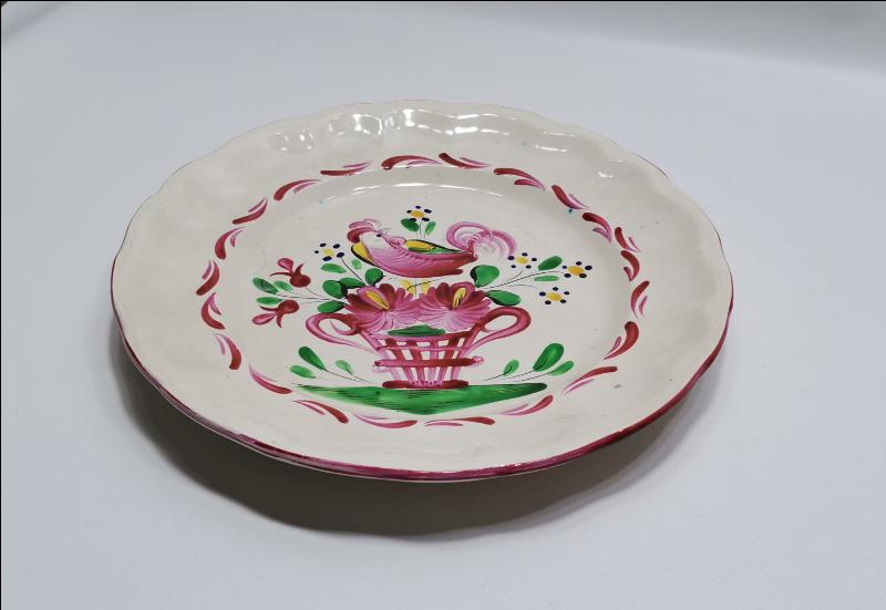 OSMANLI DÖNEMİ ÇİÇEKLİ VE HOROZLU PORSELEN TABAK