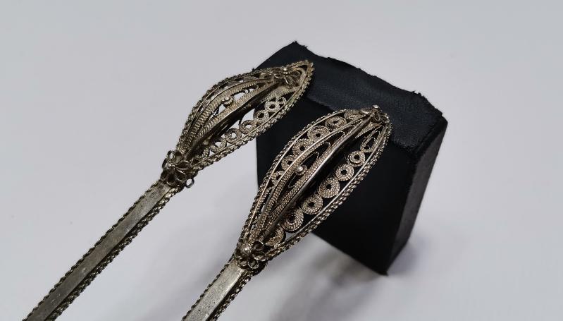 OSMANLI DÖNEMİ İZMİR İŞİ TUĞRALI, SAH DAMGALI VE ÇEŞNİLİ GÜMÜŞ ÇATAL KAŞIK 