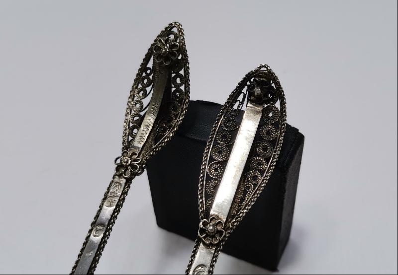 OSMANLI DÖNEMİ İZMİR İŞİ TUĞRALI, SAH DAMGALI VE ÇEŞNİLİ GÜMÜŞ ÇATAL KAŞIK 