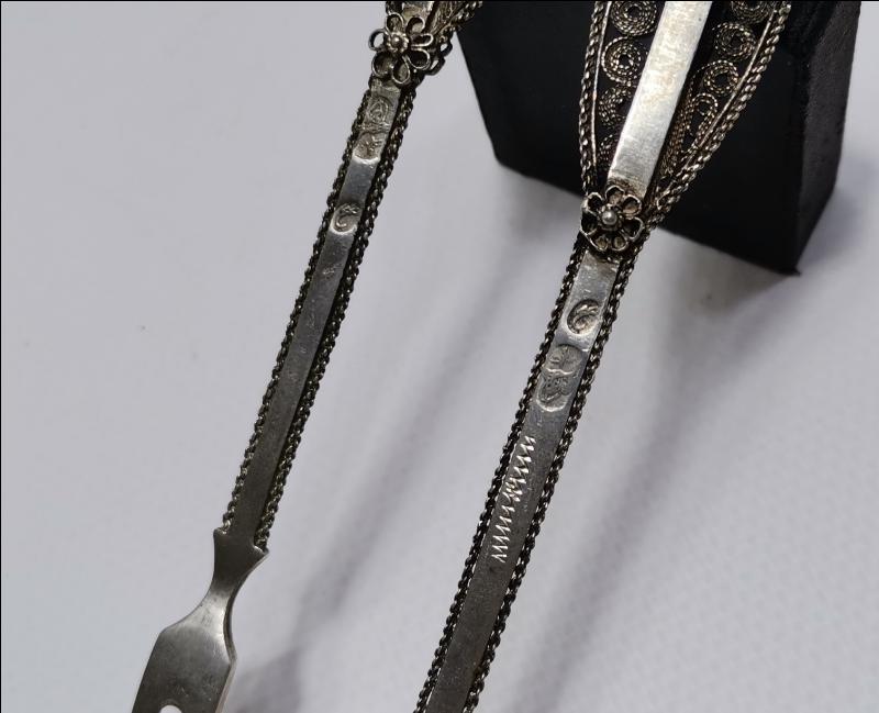 OSMANLI DÖNEMİ İZMİR İŞİ TUĞRALI, SAH DAMGALI VE ÇEŞNİLİ GÜMÜŞ ÇATAL KAŞIK 