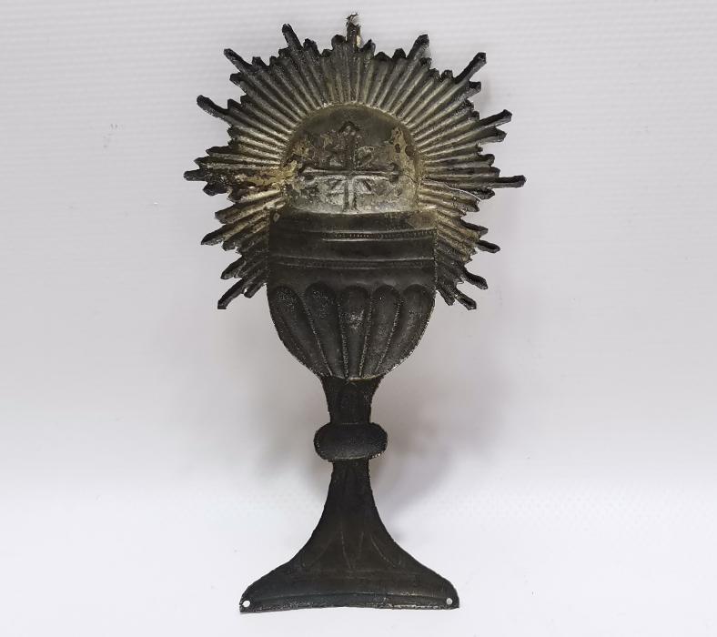 OSMANLI DÖNEMİ RUM İŞİ GÜMÜŞ KUTSAL SUNAK VAZOSU RÖLYEFİ