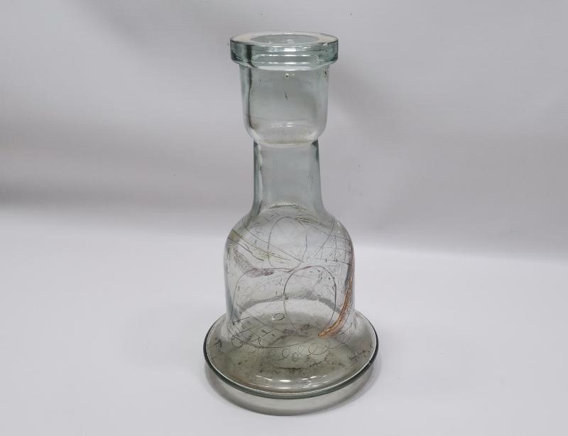 OSMANLI DÖNEMİ ÜZERİ ALTIN SIVAMA VE MİNE İŞÇİLİKLİ NARGİLE ŞİŞESİ