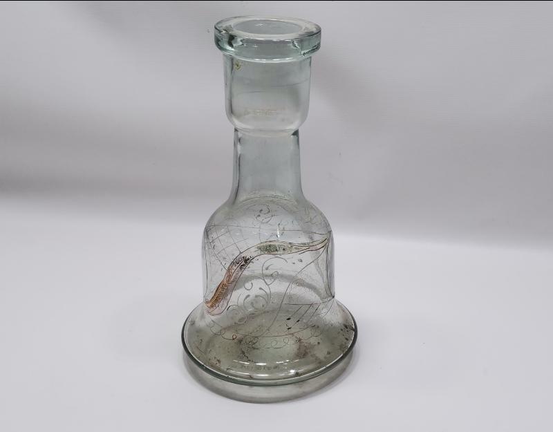 OSMANLI DÖNEMİ ÜZERİ ALTIN SIVAMA VE MİNE İŞÇİLİKLİ NARGİLE ŞİŞESİ