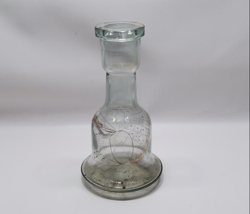 OSMANLI DÖNEMİ ÜZERİ ALTIN SIVAMA VE MİNE İŞÇİLİKLİ NARGİLE ŞİŞESİ