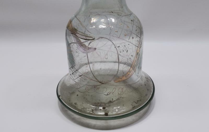 OSMANLI DÖNEMİ ÜZERİ ALTIN SIVAMA VE MİNE İŞÇİLİKLİ NARGİLE ŞİŞESİ