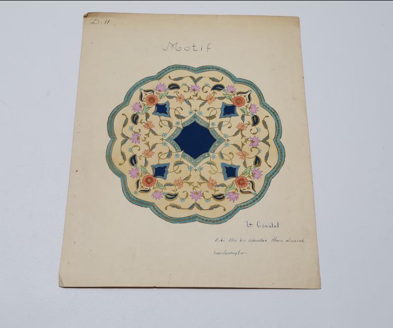 OSMANLI EL İŞİ UÇKUR MOTİFİ V. GÖNÜLAL İMZALI RESİM