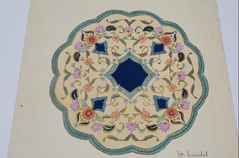 OSMANLI EL İŞİ UÇKUR MOTİFİ V. GÖNÜLAL İMZALI RESİM