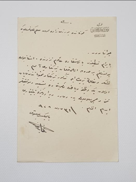 OSMANLICA TBMM ANTETLİ BALIKESİR MİLLETVEKİLİ OSMAN NİYAZİ BURCU İMZALI EL YAZMA MEKTUP