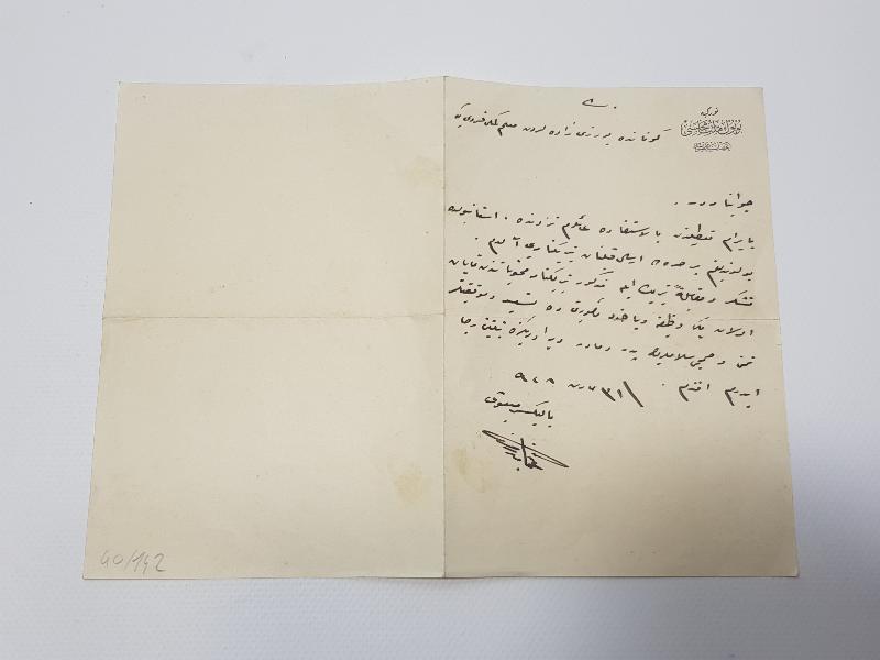 OSMANLICA TBMM ANTETLİ BALIKESİR MİLLETVEKİLİ OSMAN NİYAZİ BURCU İMZALI EL YAZMA MEKTUP