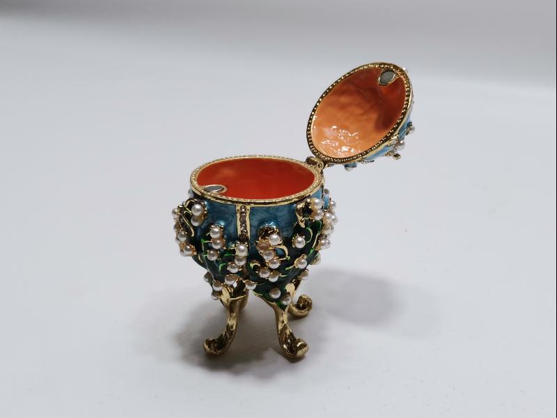 RUS YAPIMI YUMURTA FORMLU MİNELİ MÜCEVHER KUTUSU