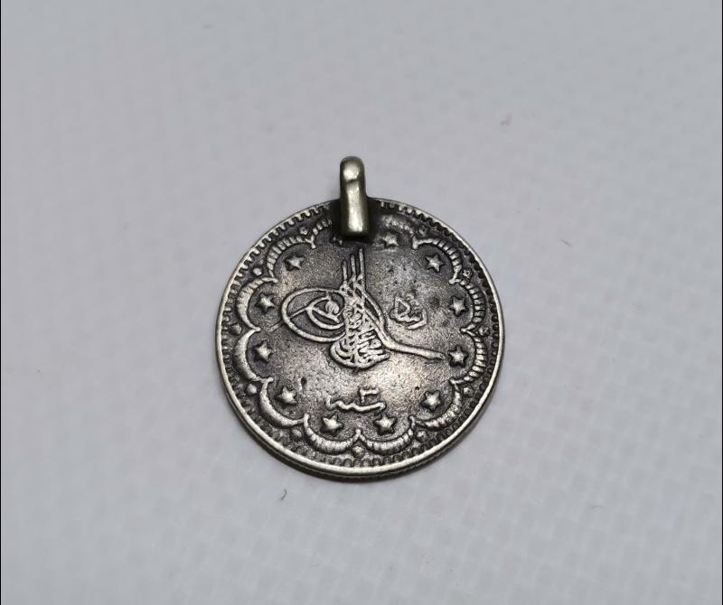 SULTAN MEHMET REŞAD HAN DÖNEMİ GÜMÜŞ 5 KURUŞ MECİDİYE PARA KOLYE UCU