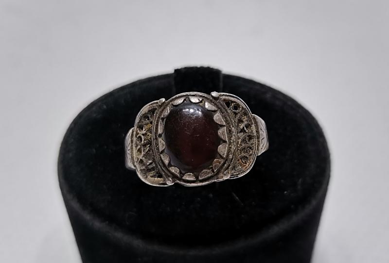 OSMANLI DÖNEMİ KEHRİBAR TAŞLI GÜMÜŞ YÜZÜK